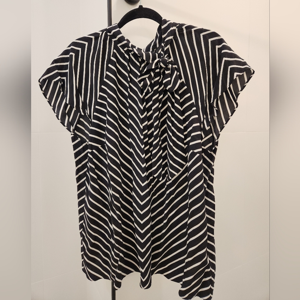Talbots Black and White Striped Women's Top Sz 1X
